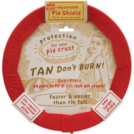 Talisman Designs Adjustable Pie Shield | 8 to 11.5 Inch Rimmed Dishes | Pie Crust Protector I Red - Set of 2