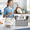 Ayiaren Gray Wicker Cutlery Silverware Holder Utensil Organizer Holder for