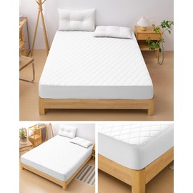 Melvint Fitted Sheet, Double Padded Fitted Sheet, Waterproof Bedwetting Pad, Anti-Bacterial, Odor Resistant, Dust Mite Resistant, Waterproof Sheet, Nursing, Babies, Pets, Sleeping Sweating, Washable,