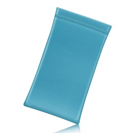 Fintie Eyeglasses Pouch with Cleaning Cloth, Portable Squeeze Top Vegan Leather Soft Glasses Case Anti-Scratch Sunglasses Bag, Legacy Teal