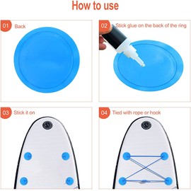 Namvo Paddle Board Patch SUP Bungee Deck Rigging Kit with 6 Pieces D-Ring Patch and Elastic Shock Cord for PVC Dinghy Deck Mounting Kit Kayak Accessories