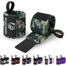 TECEUM Muñequeras de levantamiento de pesas con lazo para el pulgar  Camuflaje  Modo bestia  12 pulgadas  Soporte de muñeca de entrenamiento