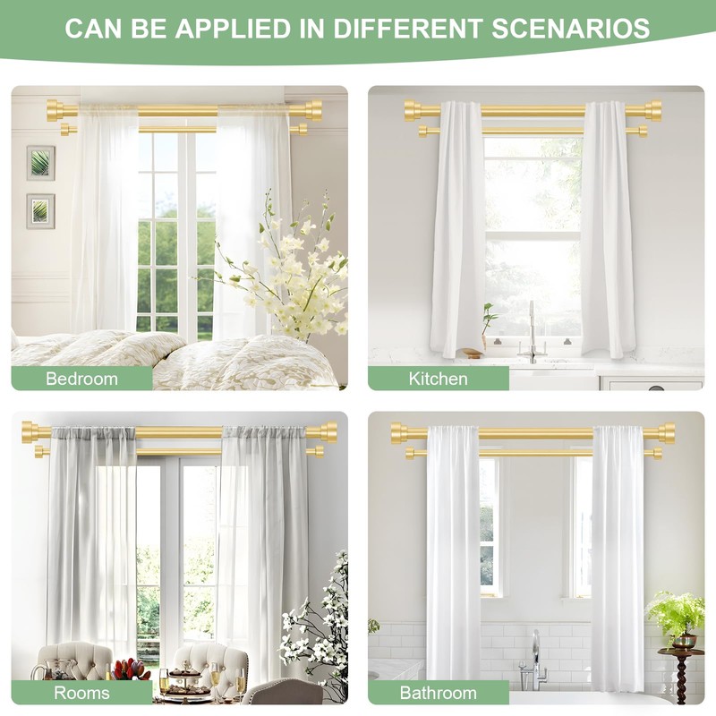 TANGWIN Double Curtain Rod,Gold Double Curtain Rod,Double Curtain Rods for