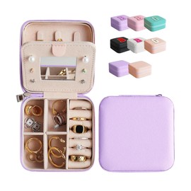 Travel Jewelry Case Mini Portable Jewelry Travel Organizer, Teacher Gifts, Small Jewelry Box for Bridesmaid Proposal Gift, Birthday Gifts for Women to Store Jewelry(Lavender with Mirror)