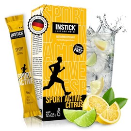 INSTICK Sport Active Citrus - Electrolyte Powder, Instant Fitness & Sports Drink - 12 x 0.5 L - Sugar-Free, Low Calorie with Vitamins - Vegan