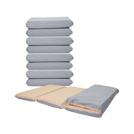 Children's Factory Nap Mats , 2 inch Thick Toddler Nap Mats for Preschools and Daycares , Hand-Washable, Comfortable and Soft 4 Section Folding Nap Mat , Fog Blue and Sand
