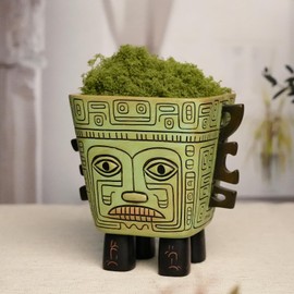 forkai Ghost Face Planter Pots for Indoor Plants, 6 Inch Plant Pot with Drainage, Solid Flower Pots with Handles and Legs, Unique Pen Holder for Desk Decoration Succulent Pots for Home Decor