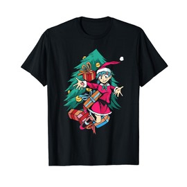 Anime Girl Santa Hat Christmas Pajama Cute Kawaii Xmas Otaku T-Shirt