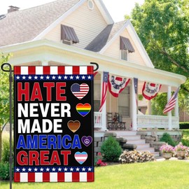 NASIAN Hate Never Made America Great Garden Flag Hate Wont Make Us Great Garden Flag Flags for Outside 12x18 Double Side Peace Equity Inclusion Pride Ally Yard Sign Outdoor House Decorations