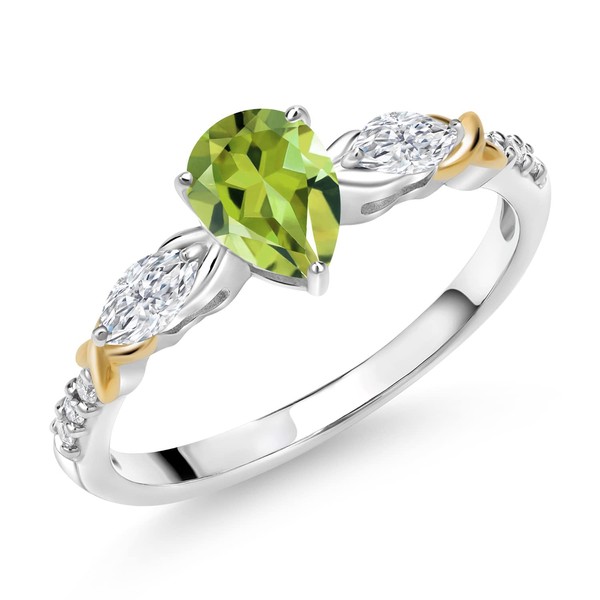 Gemstone Birthstone, Moissanite and Lab Grown Diamond Two-Tone Engagement Ring
