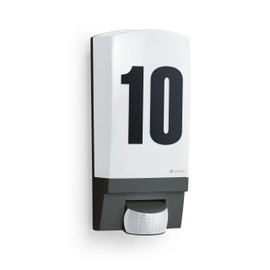 Steinel 650612 L 1 outdoor sensor light with impact-resistant plastic hood and house number, black, motion sensors with sensor technology, energy efficient, IP44, IK07 impact resistant, 60W, UV-resistant plastic