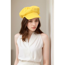 Newsboy Hats for Women -100% Cotton Womens Newsboy Cap Vintage Cabbie Hat - Pageboy Hats for Women Girls Ladies Gift (Cotton, Yellow)
