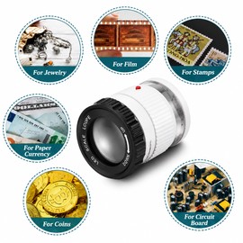 30X Pocket Magnifier with LED Light – Adjustable Focus Loupe for Jewelry Inspection, Reading and Detailed Viewing