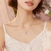 Silver Thunder Moon Rabbit Necklace, 925 Silver, Pink Gold, 12