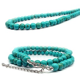 [SION] Natural Stone Power Stone Necklace Turquoise Emerald Kneaded Approx. 0.3 inches (8 mm)
