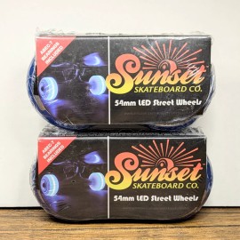 Sunset Skateboard Co. (Blue) 54mm Sunset Skateboard 4 LED Street Wheels, ABEC-7 Bearings Included