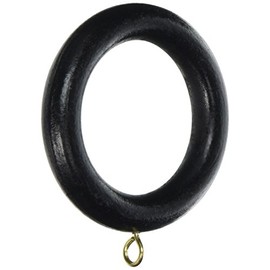 Merriway BH05958 (10 Pcs) Wooden Curtain Drapery Pole Rod Rings with Screw Eye, Inner Diameter 45 mm (1.3/4 Inch) Outer Diameter 64 mm (2.1/2 Inch), Black - Pack of 10 Pieces