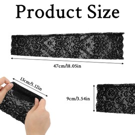 Fingerless Black Lace Gloves for Women Elbow Length Lace Arm Sleeves Elegant Long Floral Laces Fingerless Gloves for Dance Party Tea Party Cosplay 20s Accessories Evening Wedding Dinner Bridal