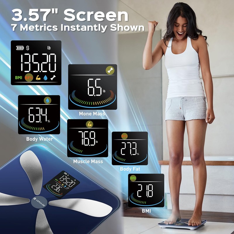 Lepulse Smart Weight Scale with BMI Body Fat Muscle Mass,