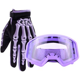 Typhoon Youth Glove & Goggle Combo Motocross Offroad ATV MX Dirt Bike - Purple - Small