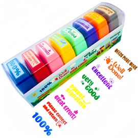 Teacher Stamps for Grading Motivational Teacher Classroom Supplies Self-Inking Stamp Set Encouraging Parent Signature 8Pcs