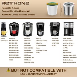 RETHONE Reusable K Cups and Coffee Pods for Keurig 1.0 & 2.0 Coffee Maker Stainless Steel Coffee Filter(2 pack)