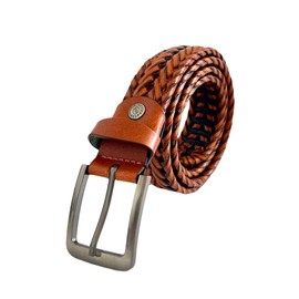 BAKANO Handmade Leather Braided Belt 1 1/2" for Jeans, Golf Pants, Shorts or Business attire. Model CAPTIVA Regular Size (CARAMEL, REGULAR (28-38))