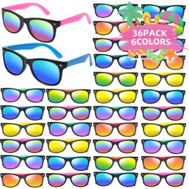 36 PACK Kids Sunglasses Bulk Party Favors,Neon Sunglasses with UV400 Protection ,80s Retro Sunglasses for Boys Girls Age 3-8, Beach Pool Birthday Party Supplies, End of Year Student Gifts Goody Bag