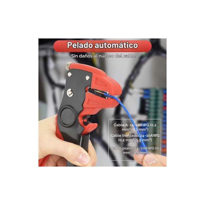 WGGE Pelacables y cortador automático, herramienta pelacables 2 en 1,