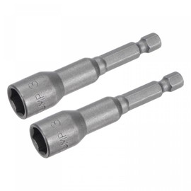 sourcing map 1/4" Quick-Change Hex Shank 3/8" Nut Setter Driver Drill Bit, 2.56" Length, SAE No-Magnetic 2 Pcs