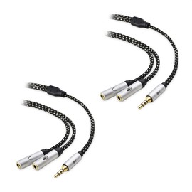 Cable Matters 2-Pack 3.5mm Male to Dual Female Headphone Splitter Cable (3.5mm Headset Splitter, Headphone Mic Splitter Cable) – 0.2m / 10 Inches