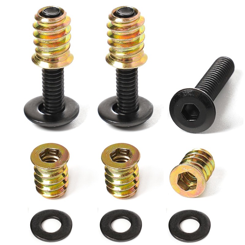 30-Set 1/4-20 Threaded Insert and Bolt for Wood, Furniture Screw