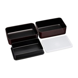 Takenaka Bento Box, Ajiro Bamboo Basket, Long, Rectangular Container, Upper Level, 12.2 fl oz (360 ml), Lower Level: 11.2 fl oz (540 ml)