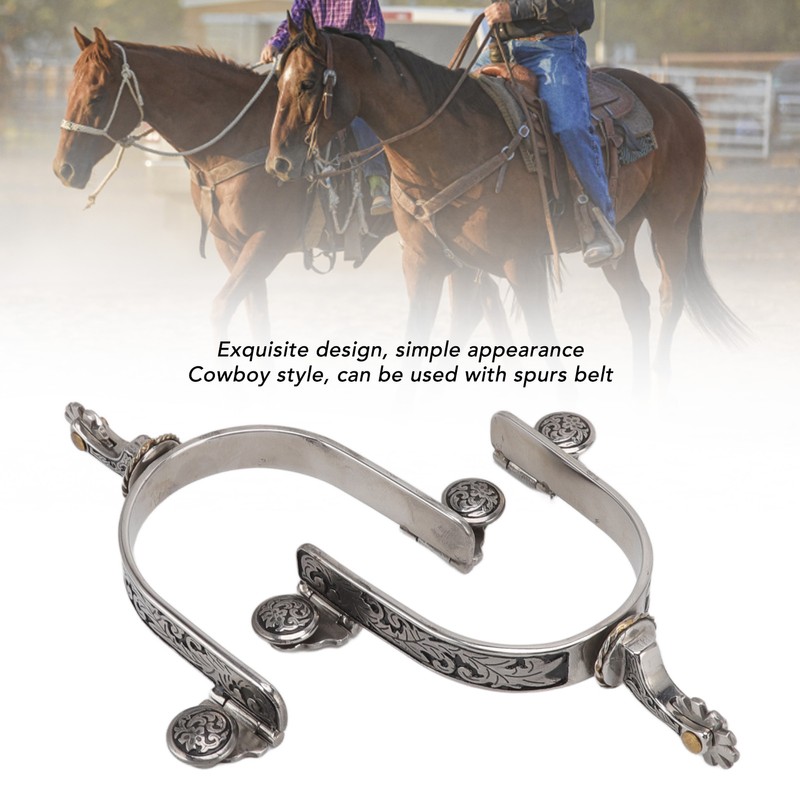 One Pair Boot Spurs Stainless Steel Vintage Leaf Patterned Western