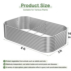 Mostmahes 2 PCS Tall 8ft Galvanized Raised Garden Bed Outdoor, Metal Garden Bed for Vegetables, Above Ground Garden Box for Flower, Steel Raised Beds for Gardening - 8x3ft