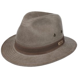 Stetson Vacaville Vintage Traveller Fabric Hat - Plain Hat - Rustic Look - Summer Comfort for Men - Spring/Summer, brown