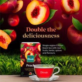 Dilmah Peach Flavored Black Tea - 20 Tea Bags - Sri Lanka Ceylon Dilmah Peach Tea Real Tea (3 pack)