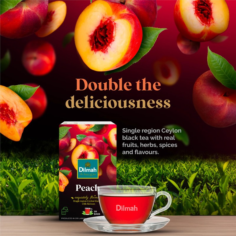 Dilmah Peach Flavored Black Tea - 20 Tea Bags -