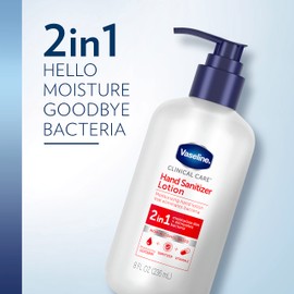 Vaseline Hand Sanitizer Lotion 2-in-1 Hydrating Skin Care 3 Ct Moisturizes and Eliminates Bacteria with Vitamin E 8 oz