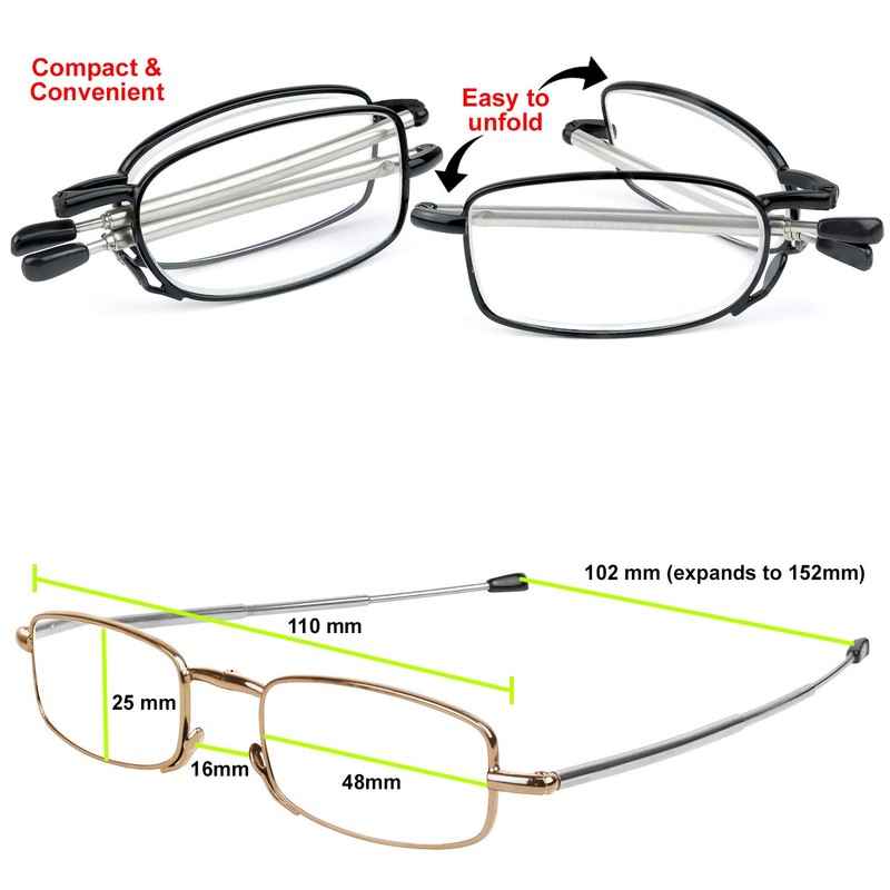 Success Eyewear Reading Glasses 2 Pair Readers Compact Folding Unisex