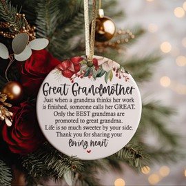 Great Grandmother Christmas 2024 Ornament Gift Idea Thank You I Love You Present Idea Great Grandma Ceramic 3" Ornament with Gift Box