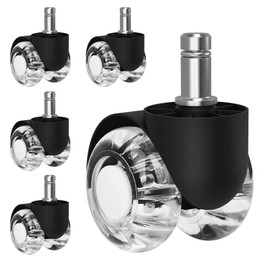 Office Chair Castors 11 mm x 22 mm 5 Chair Castors, Hard Floor Castors for Office Chair, 360 Degree Rotation, No Scratches, Office Chair Castors, Diameter 50 mm, Super Quiet and Soft Hard Floor