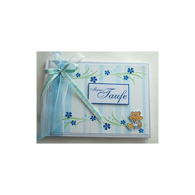 Small Cute Album/Guest Book "Baby Bear" Blue for Christening /