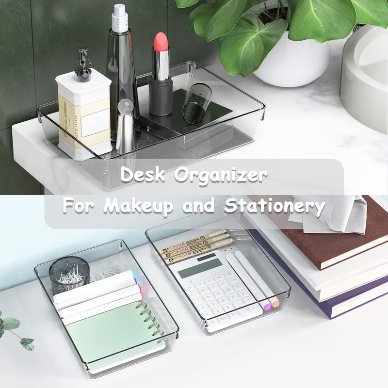 Kriovoa Desk Drawer Organiser, 6 Pack Large Kitchen Acrylic Drawer