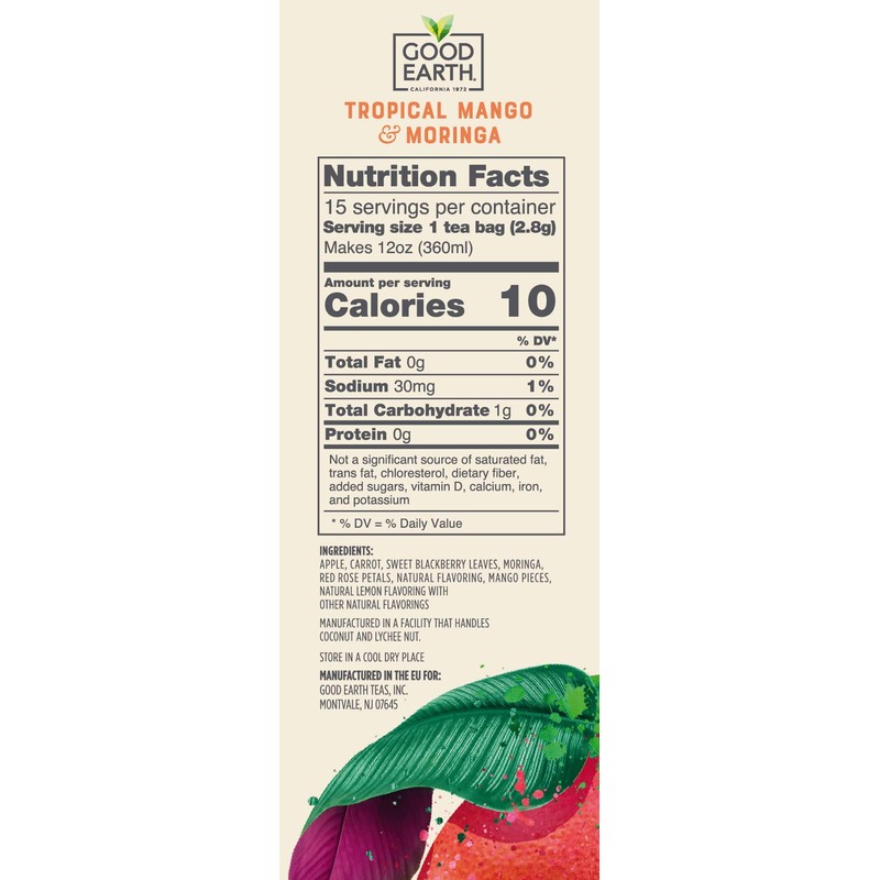 Good Earth Sensorial Blends Tropical Moringa & Mango Herbal Tea,