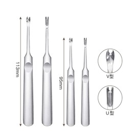 KDSSYFT 4 Piece Set Leather Craft Edge Removal Tool Groove Leather Tool Stainless Steel U-shaped V-shaped Fork Head Integrated Anti-Slip Rust Polishing Trim Removal Tool for Leather Treats Easy to Use