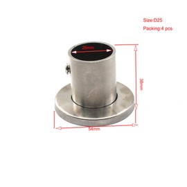 304 Stainless Steel Heavy Duty Wardrobe Rod Bracket Closet Shelf Support Flange Curtain Rod Holder end Support M25 Pack of 4
