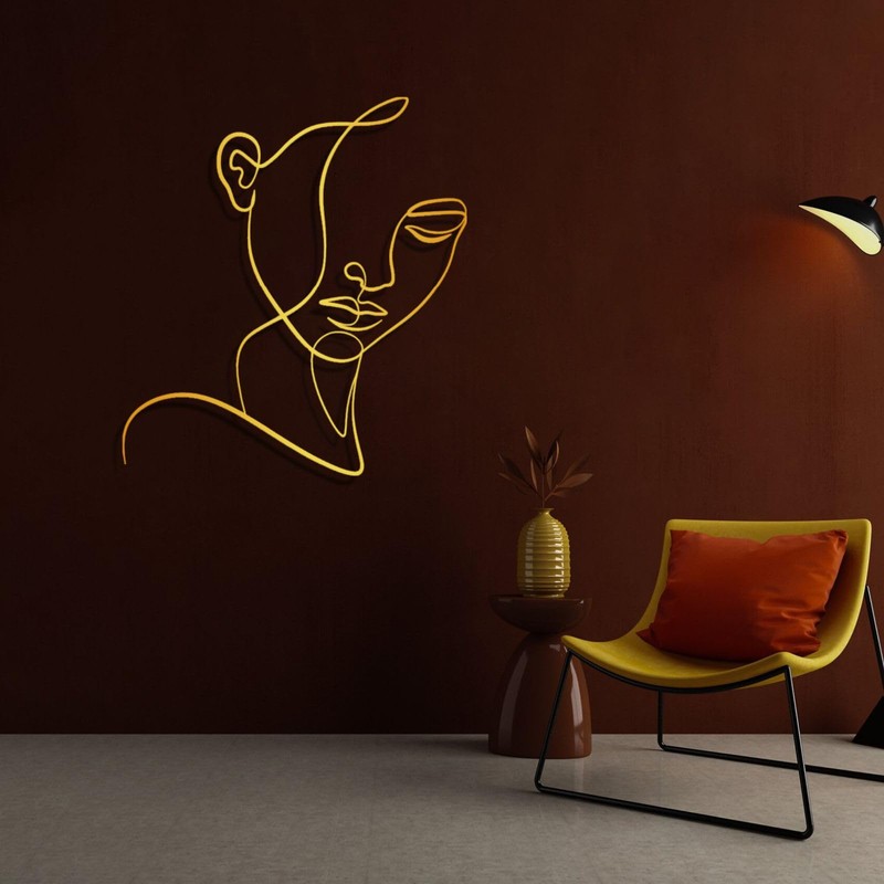 Woman Face Line Metal Wall Art, Minimalist Feminine Metal Wall