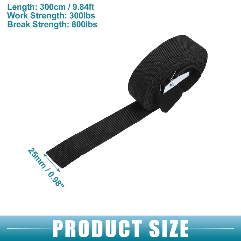 X AUTOHAUX Car Cam Buckle Tie Down Strap 9.84ft Black