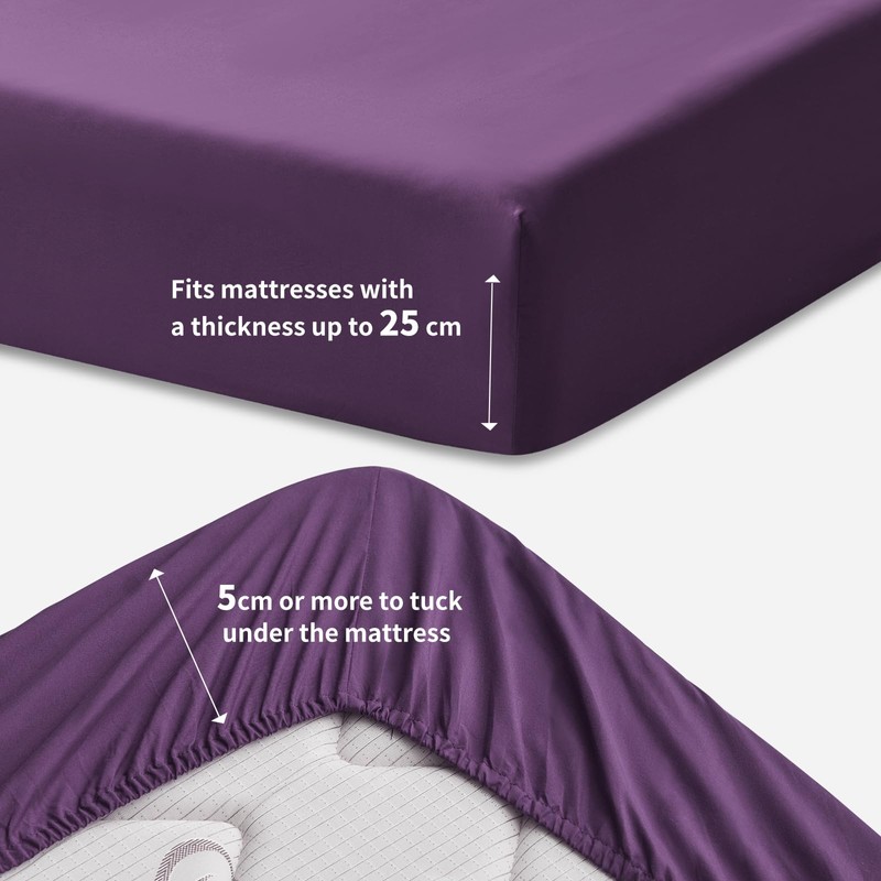 RUIKASI Microfibre Fitted Sheet, Fitted Bed Sheet, Bed Linen, 30